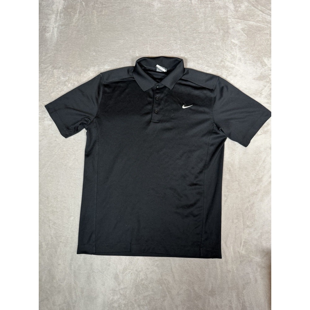 Nike Golf Dri-FIT Mens Black Short Sleeve Polo Shirt Size M Solid Logo
